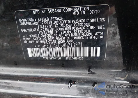 2021 Subaru Crosstrek Premium z USA, uszkodzony, nr VIN JF2GTAEC3MH213371